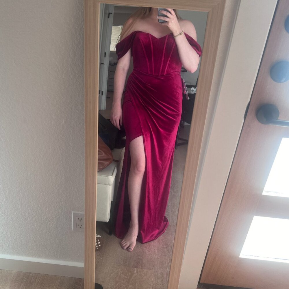 AZAZIE Velvet Bridesmaids Dress (burgundy Shade)- worn once